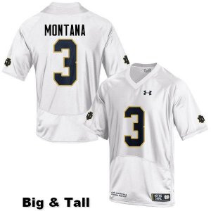 Notre Dame Fighting Irish Men's Joe Montana #3 White Under Armour Authentic Stitched Big & Tall College NCAA Football Jersey UTB2899CM